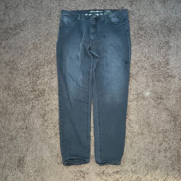 Eddie Bauer Boyfriend Relaxed Fit Jeans Womens 18 Tall Faded Gray Fleece Lined - Picture 2 of 8